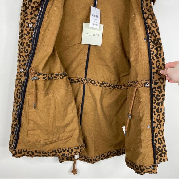 NWT DL1961 Howard Street Leopard Jaguar Utility Jacket Coat Tan Brown Animal - Picture 9 of 14